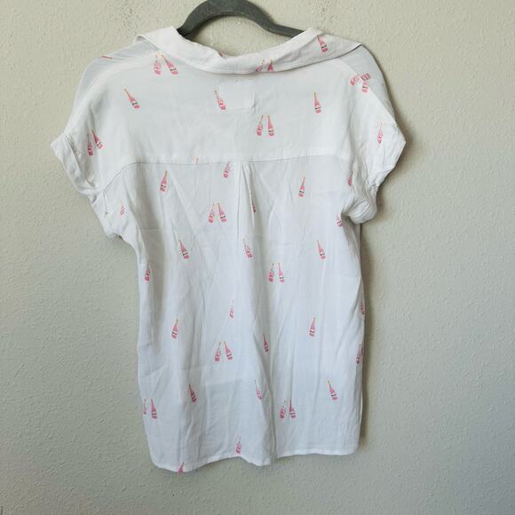 Rails Champagne Bottle Button Front Short Sleeve Top - Picture 5 of 5